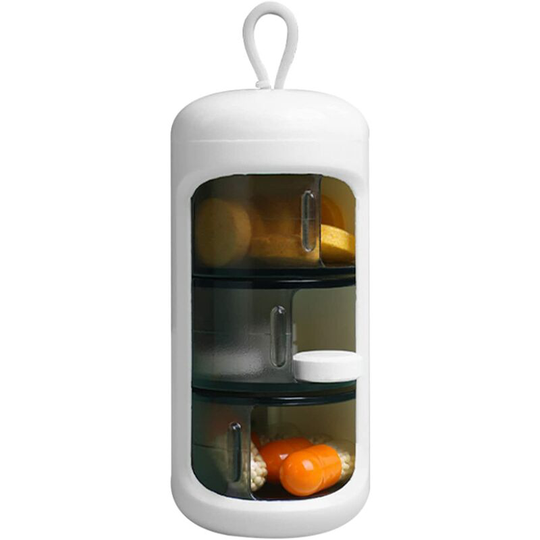 Bearsu - Portable Pill Box, 3 Compartments Pill Storage, Large Capacity Mini Portable Travel Medicines, Compact Sealed Box for Pocket or Bag Daily