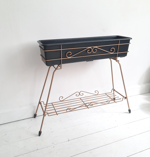 Vintage 50S/60S Brass Planter, Freestanding Plant Trough, Retro Mid Century