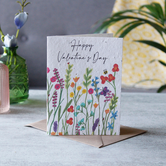 Happy Valentine's Day Plantable Seed Card - Wildflower Gift Seeds Eco Friendly