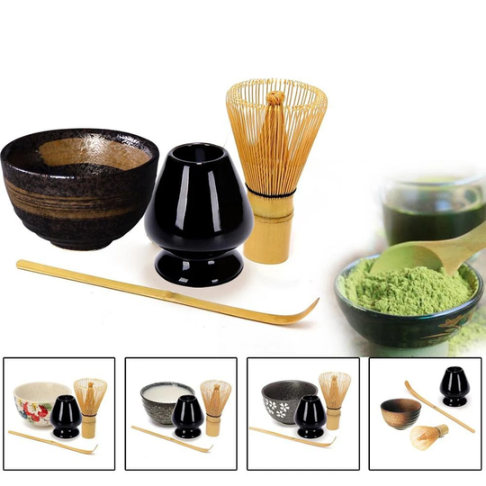 Delicateas Ceramic Matcha Set With Bamboo Whisk Chashaku Tea Scoop Bowl Home Kitchen Tools Accessories