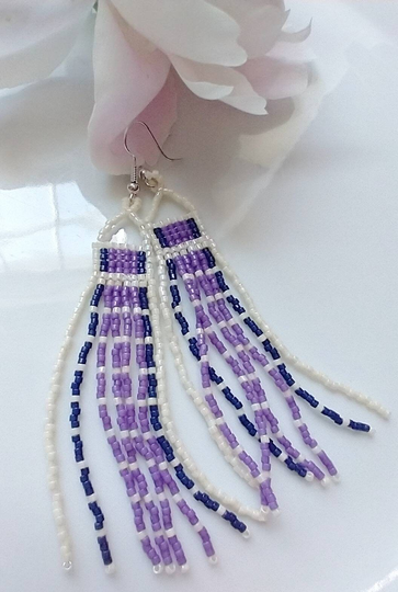 Beaded Fringe Seed Bead Earrings Long Boho