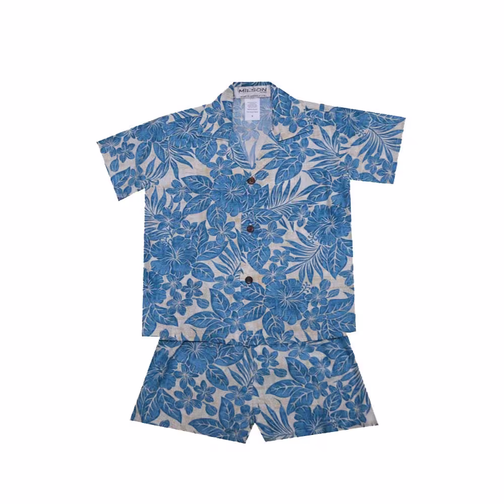 Waipio Hibiscus Hawaiian Boys Cabana Set Made in Hawaii - Toddler Baby Boy Shirt
