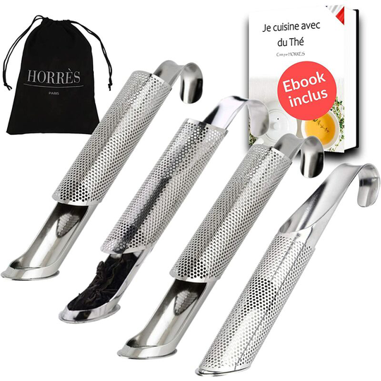 4 pcs Stainless Steel Tea Infusers with Fine Mesh Filter | Pipe diffuser for Mug Cup Thermos, Stainless Accessory for Herbal Tea Infusion Herb Bulk