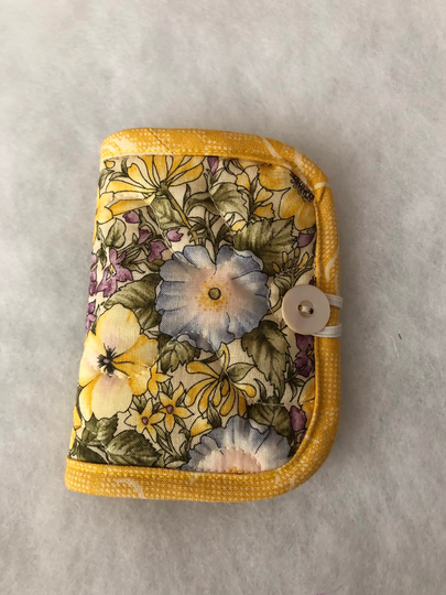Quilted Needle Book Organizer - Flowers in Pale Yellow & Green