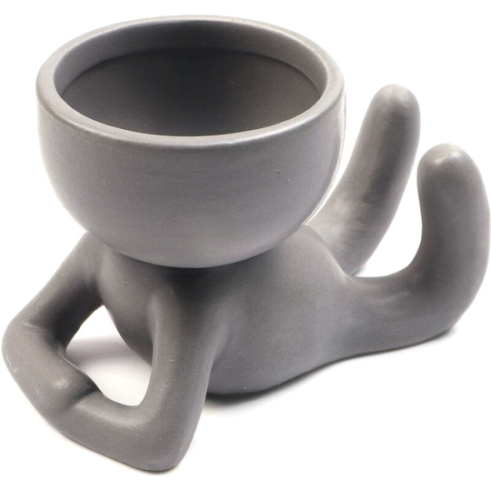 Humanoid Ceramic Flower Pot Succulent Pot Plant Small Vase Crafts Desktop Decoration YL1482-2 Grey