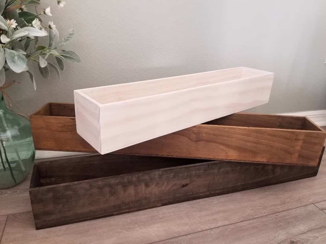 Wood Planter Box, Rustic Unfinished Wood, Indoor Boxbox, Farmhouse Home Decor