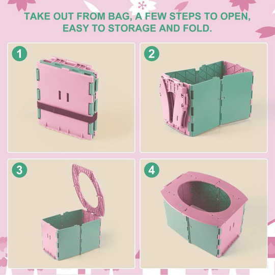Foldable children's travel potty with storage bag children's car portable folding toilet small baby toilet green powder toilet potty