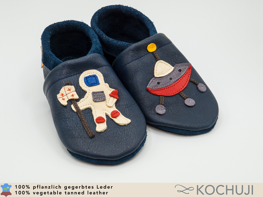 Cosmonaut Leather Slippers/Organic Custom Crawl Shoes Vegetable Tanned Various Sizes Personalizable