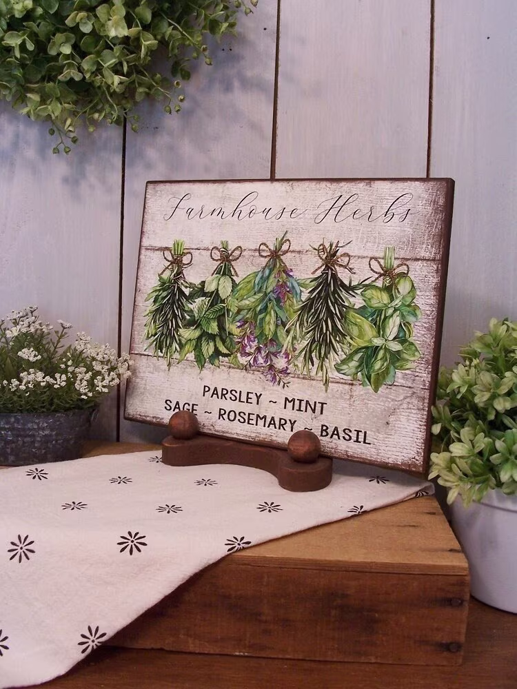 Drying Herbs Hanging Wooden Sign For Your Rustic Shabby Chic Or Farmhouse Decor