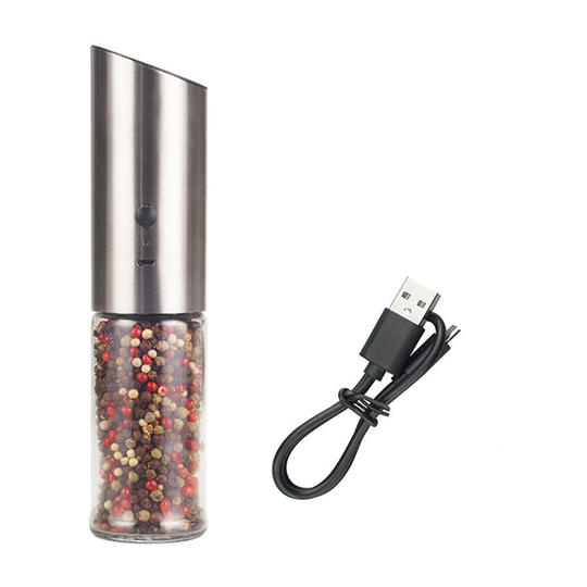 Benobby Kids - usb Rechargeable Electric Salt and Pepper Mill Set, Rechargeable Stainless Steel Pepper Mill, Coarseness Adjustable, Gravity Salt and