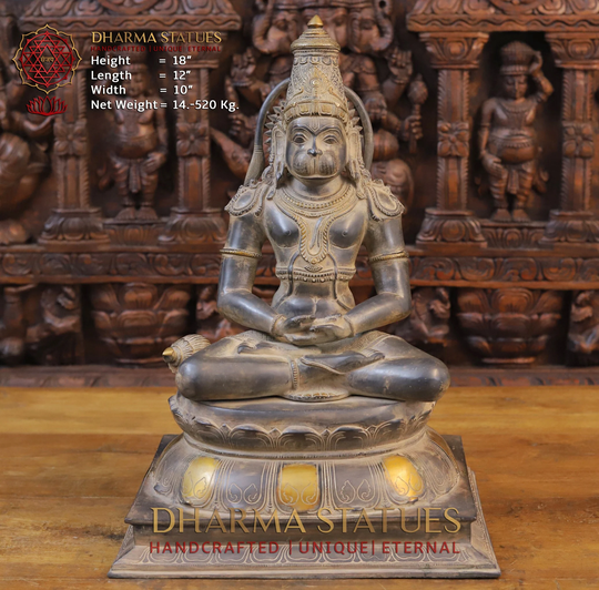Brass Yashvir Kesari Nandan | Lord Hanuman in Blessing Position With His Mighty Mace - Made Thanjavur, South India Only At Dharma