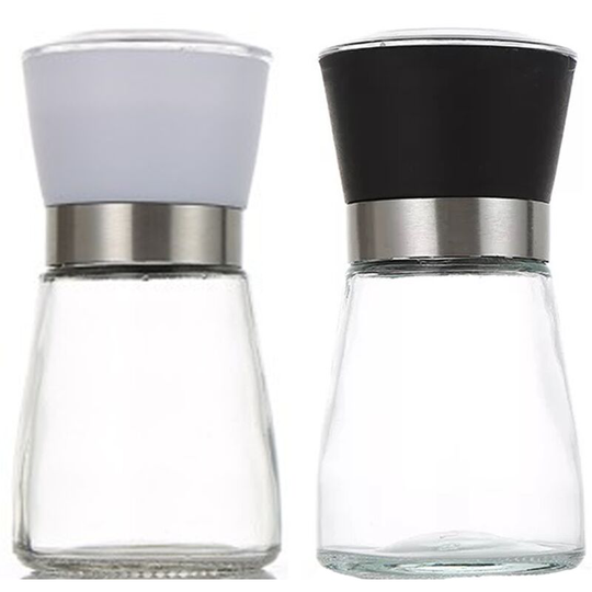 Fvbjd - Salt and Pepper Grinder Set - Salt and Pepper Shakers for Professional Chef - Stainless Steel 1pcs180ml (white cover)+1pcs180ml (black cover)