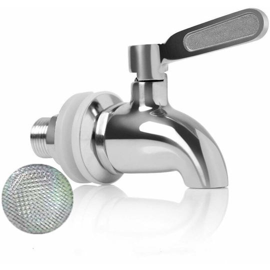 Beverage Dispenser Faucet Replacement, Stainless Steel Wine and Beer or Beverage Barrel Faucet, Wear Resistant, 16mm Dispenser Replacement Faucet