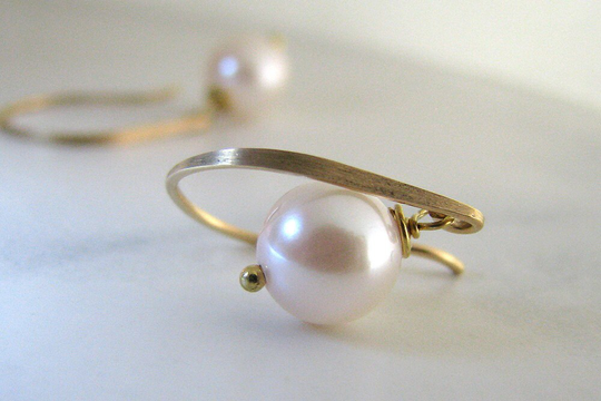 Pearl Earrings, White Gold Aa Akoya Salt Water Pearls, Classic Earrings - Timeless