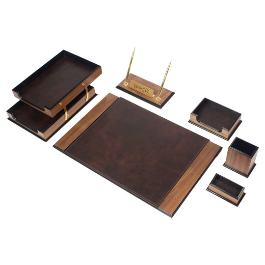Desk Organizers & Accessories-Office Accessories-Desk Organizer Set-Desk Pads & Blotters-Office Set-Leather
