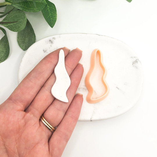 Clay Cutter Long Organic Wavy Drop Liquid Blob Shape Cutters Dangle Wiggle Mirrored Set Polymer Tools Jewellery Makers UK