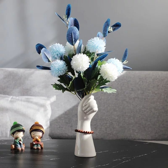 Ceramic Simple Hand Shaped Fist Vase | Handmade Human Anniversary Birthday Gift Ideas Tabletop Decoration