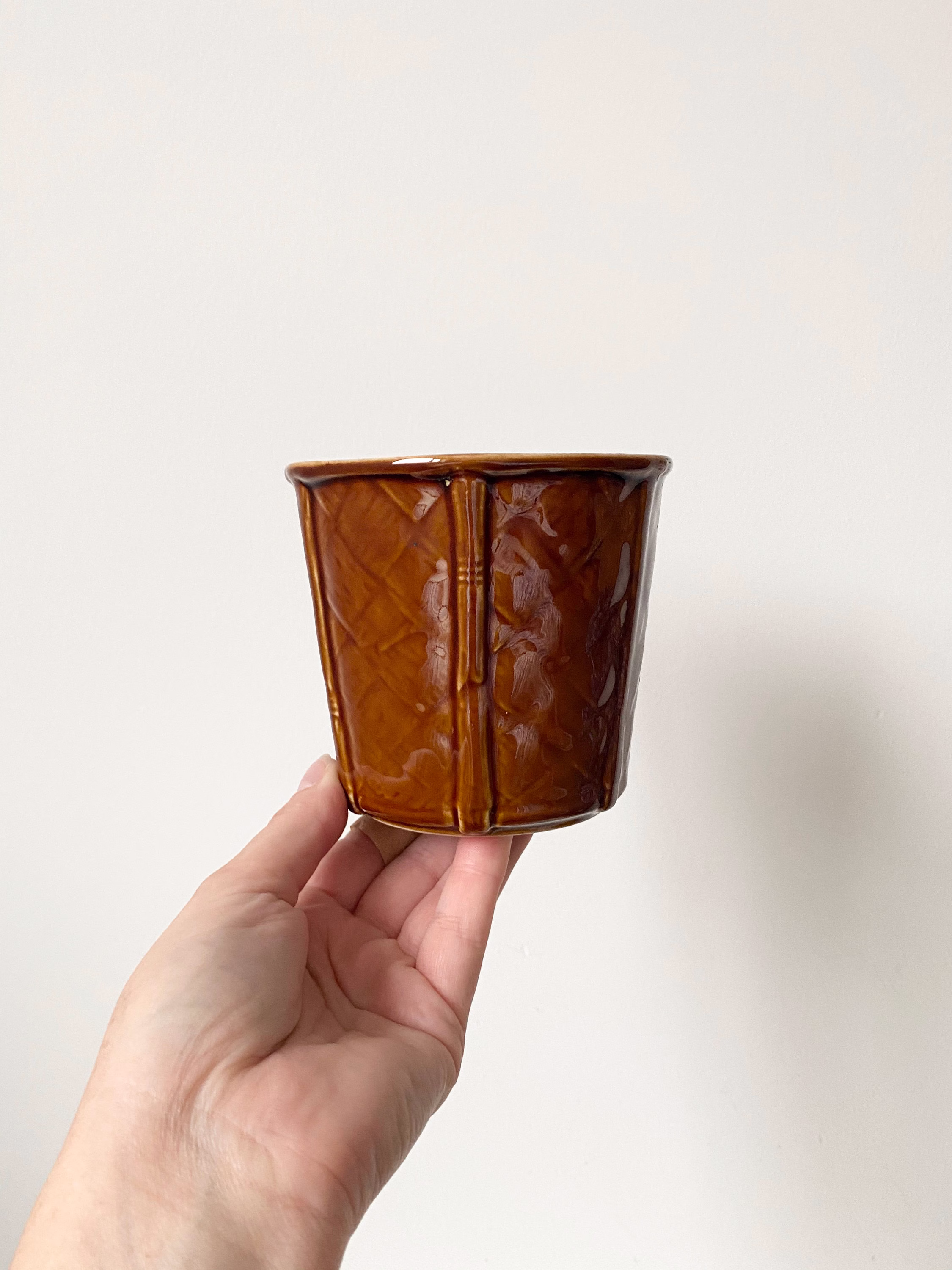 Vintage Ceramic Planter, Plant Pot, Retro Brown Pottery Churchill Pot