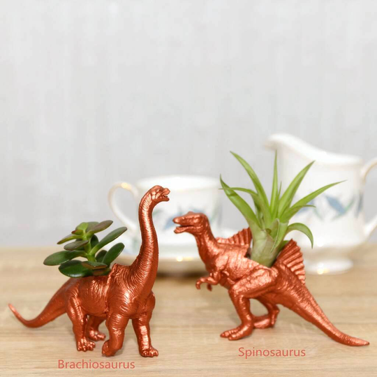 Brachiosaurus Spinosaurus Hand Painted Dinosaur Planter