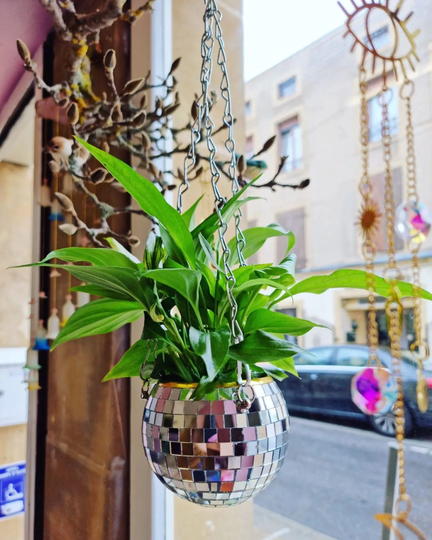 Dado Disco Ball Plant Hanger With Retro Packaging.with Metal Hanging