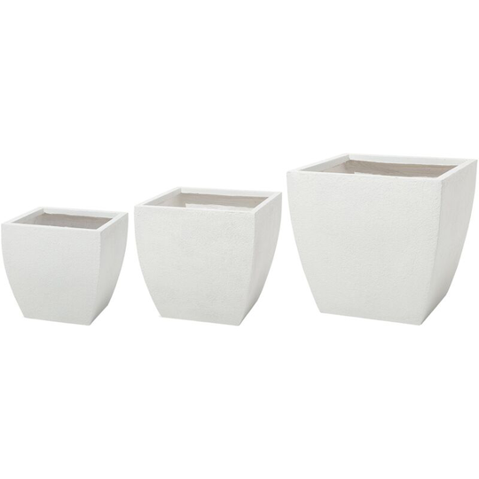 Beliani - Set of 3 Flower Planters Garden Pots Indoor Outdoor Clay White Oricos - White