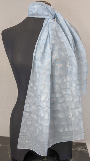 Powder Blue & Silver Colour Jane Shilton Silky Fabric Long Scarf 60" X 15