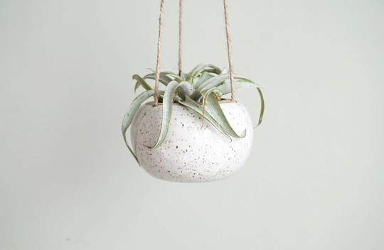 Hanging Planter - Zen Small. Speckled White. Handmade Ceramic Planter By Mud To Life