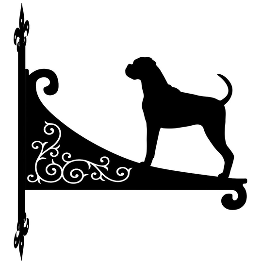 Boxer Dog Standing Ornamental Scroll Hanging Bracket
