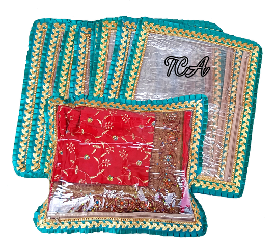Handmade Transparent Sari Bags - Saree Storage Bag Dress Keeping Plastic Cloth Organizer Case Wedding Supply
