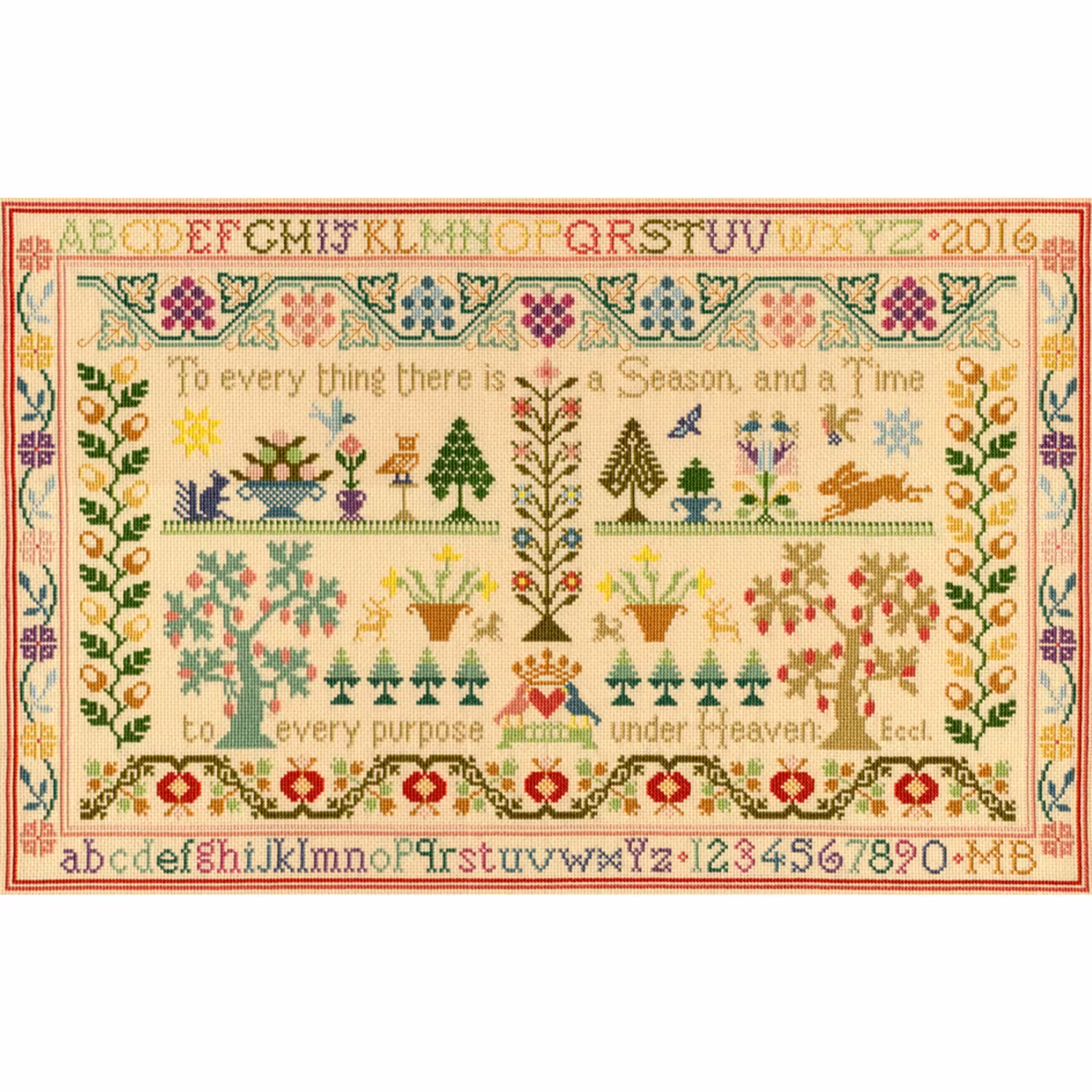 Bothy Threads Season & Time Sampler Counted Cross Stitch Kit By Moira Blackburn - 52cm X 33cm