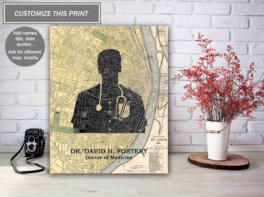 Doctor Office Decor, Custom Physician Print, Md Graduation Gift