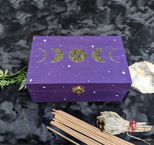 Moon Phase Wood Box, Tarot Card Altar Storage, Witchy Gifts For Best Friend Birthday Her, Unique Sisters