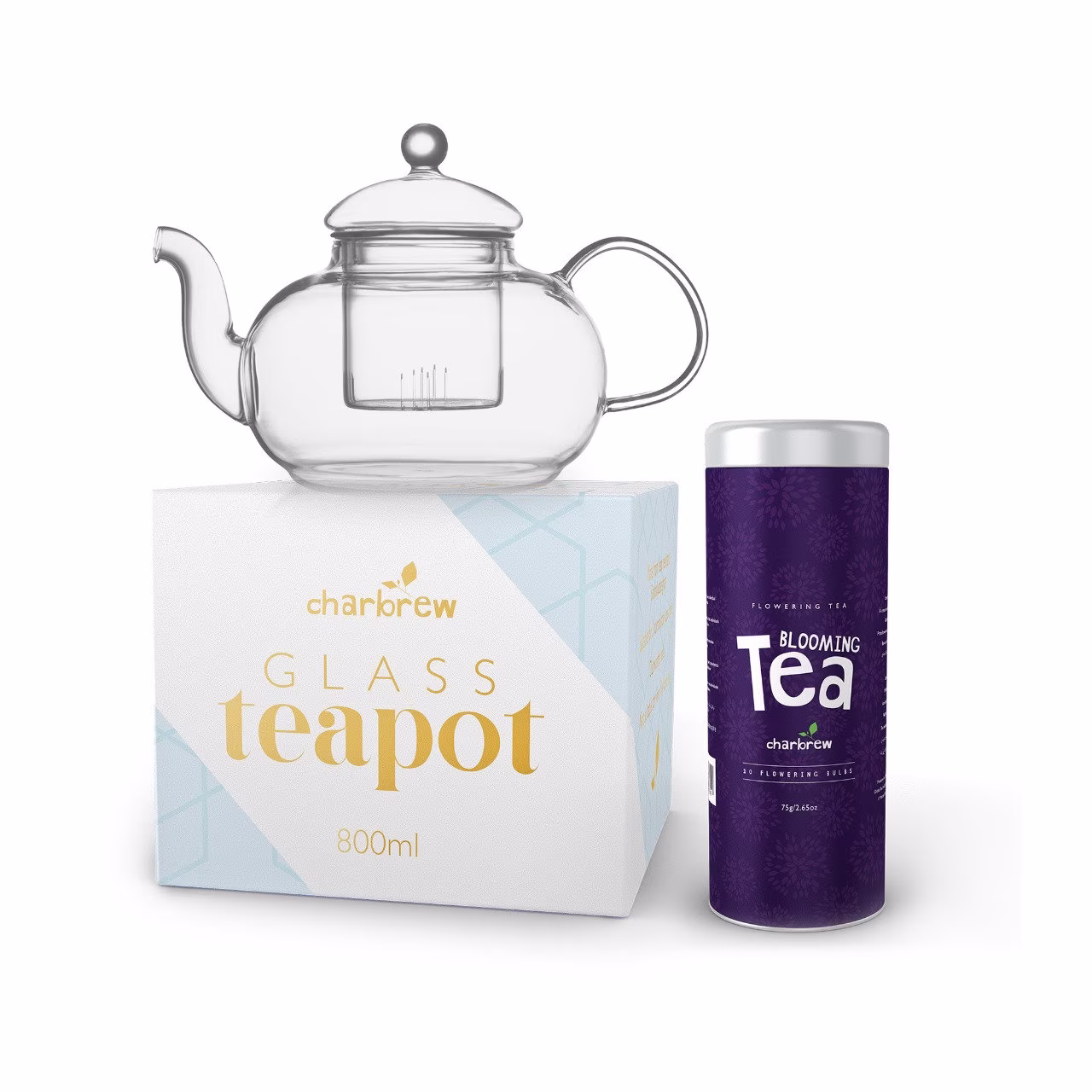 800 Ml Glass Teapot & 10 X Flowering Tea Gift Set - The Perfect Wrapped With Love