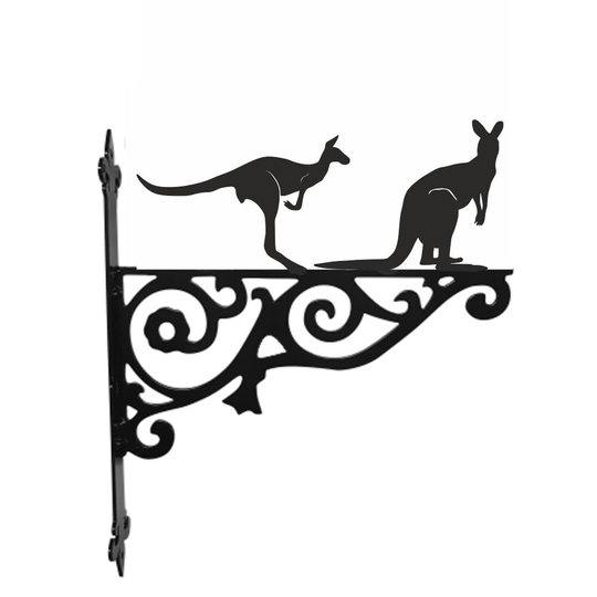 Kangaroo Ornamental Hanging Bracket - Contemporary Basket Wall Mounted Decorative Garden Black