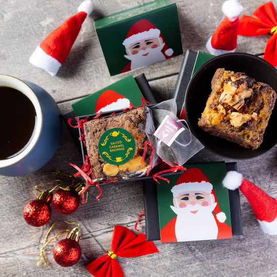 'Santa' Mini Salted Caramel Brownie And Tea