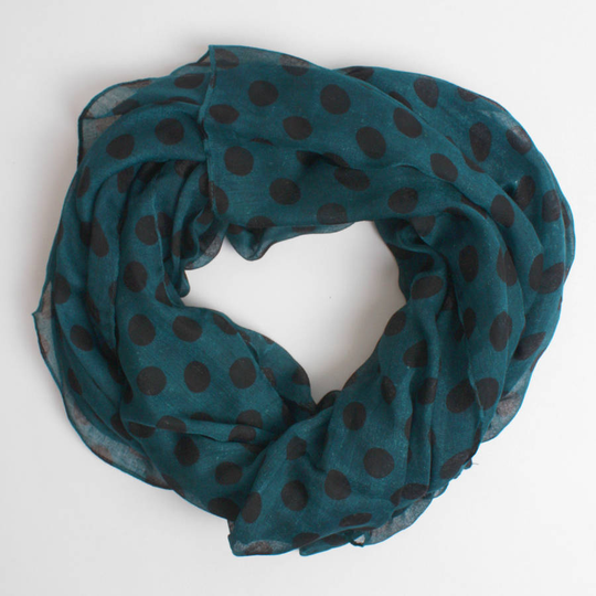 Midi Polka Dot Scarf, Powder Blue/Blue/Jade