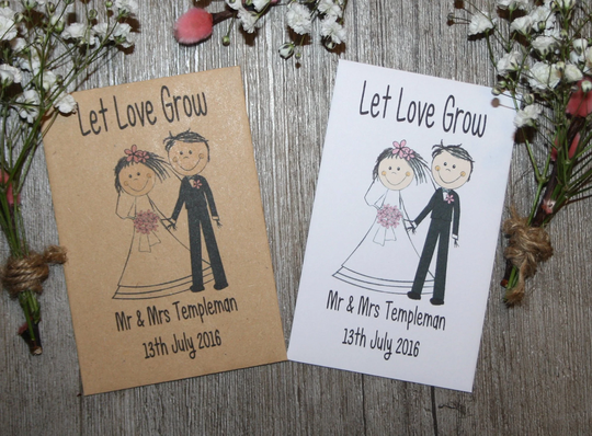 Personalised Let Love Grow Wedding Day Party Flower Seed Packets Envelopes Seeds Favours Gift Table Decorations Bride Groom Birds Bees Wed8