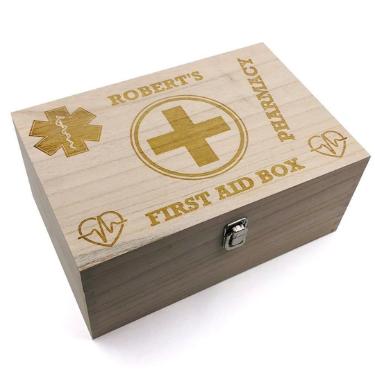 Personalised Large Medicine Or First Aid Wooden Keepsake Box