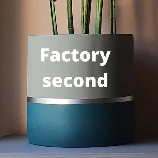 25% Off Factory Second Melrose 25cm Concrete Indoor Plant Pot | Extra Large Planter Blue Silver