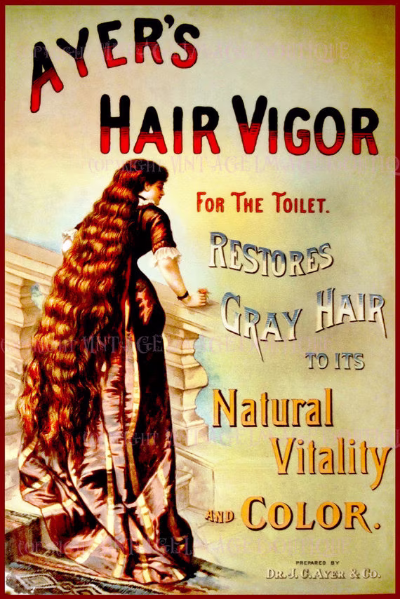 Antique Victorian Quack Medicine Advertisement For Ayers Hair Tonic Medical Scientific 5x7 Greeting Card
