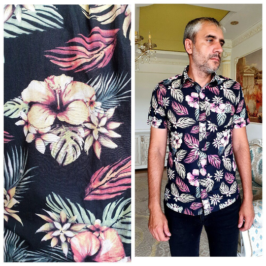 Aloha Shirt S Mens Shirt Floral Boho Hibiscus Print Hawaiian Shirts Men Hawaiian Print Hippie Beach Black