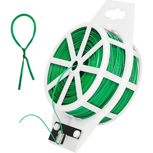 Garden Plant Ties, Plastic Plant Organizer Clerk Graft Tie Wire for Gardening, Multifunctional with Cut 100m (Green)