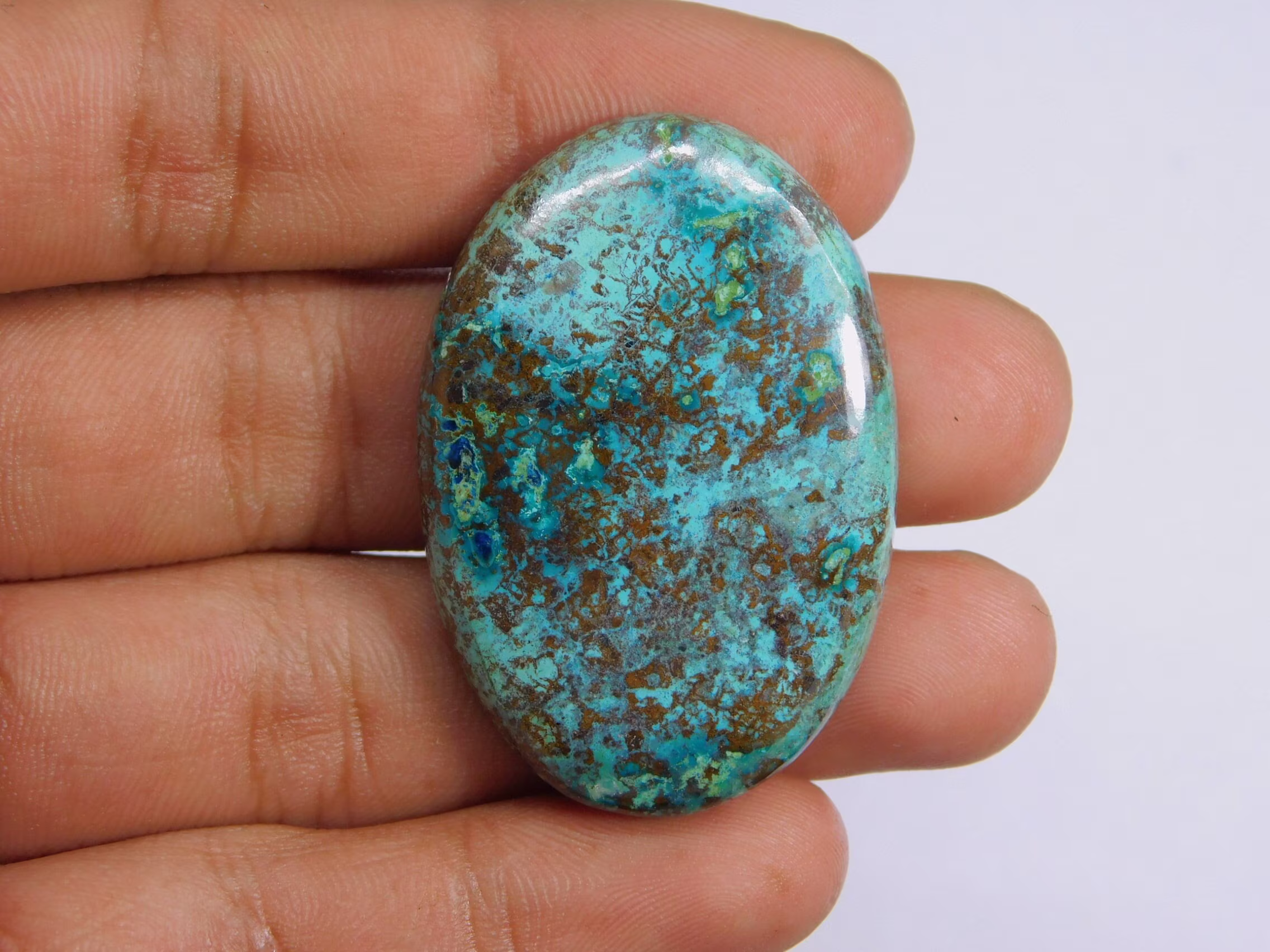 Chrysocolla Cabochon Gemstone 100 % Natural Loose Stone Wirewrapping Jewelry Making 79 Ct 43 X 29 Mm # 12344