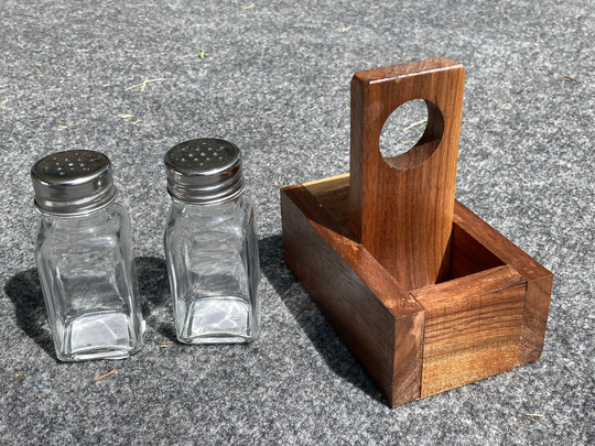 Black Walnut Salt & Pepper Shaker Holder - Farmhouse/Rustic Holder