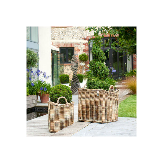 The Studley Company - Levisham Set Of 2 Rattan Planters With Handles