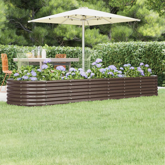 Asupermall - Garden Planter Powder-coated Steel 296x80x36 cm Brown