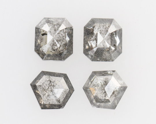 0.57 Ct, 3.6 X 3.2 1.6 Mm, Emerald Geometric Shape Salt & Pepper Natural Loose Beautiful Diamond, Rustic Diamond Ring, R1430
