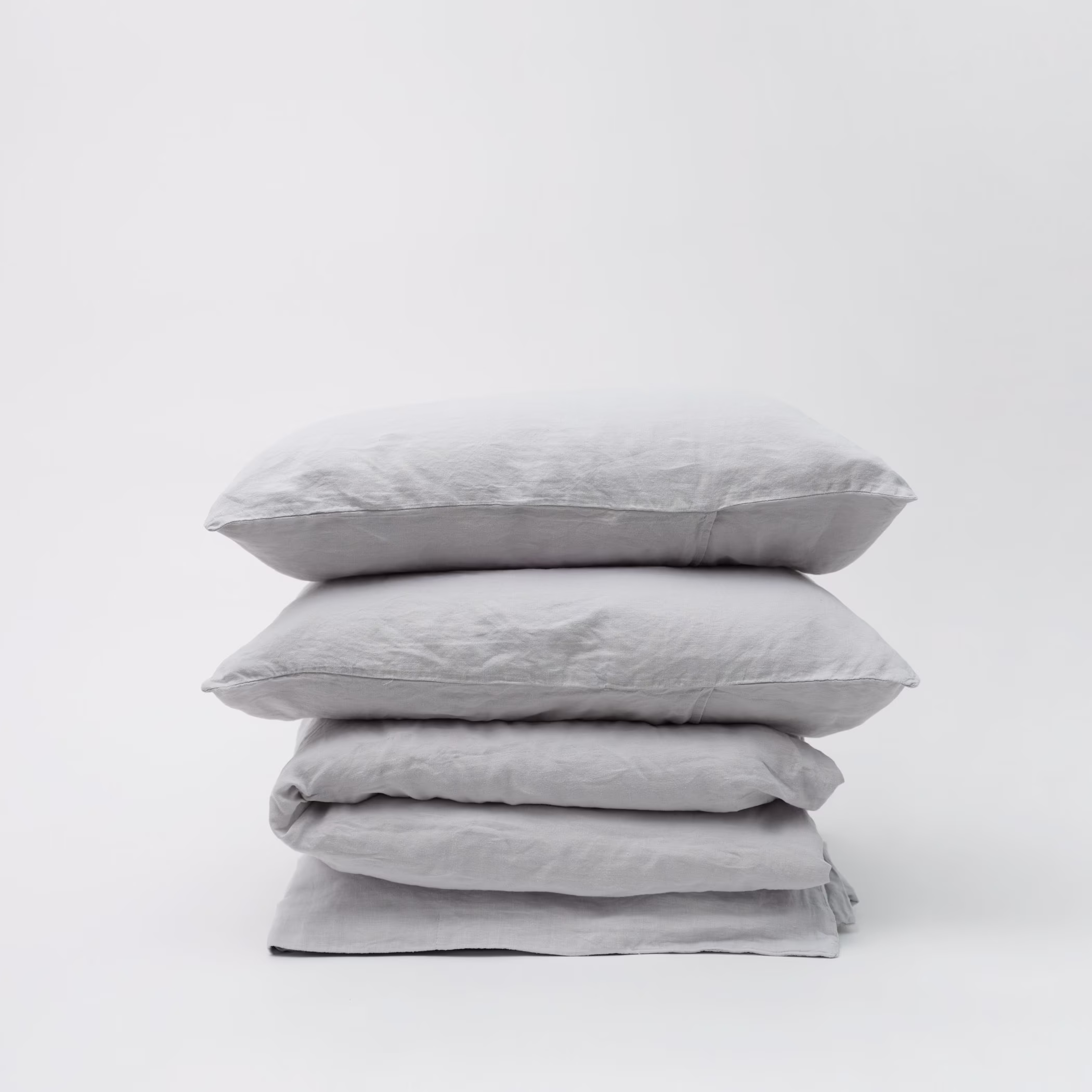 Linen Sheet Set, 100% Organic European Flax Enzyme Washed Softened King Queen Full Twin, Light Grey, Fitted Flat + 2 Pillowcases