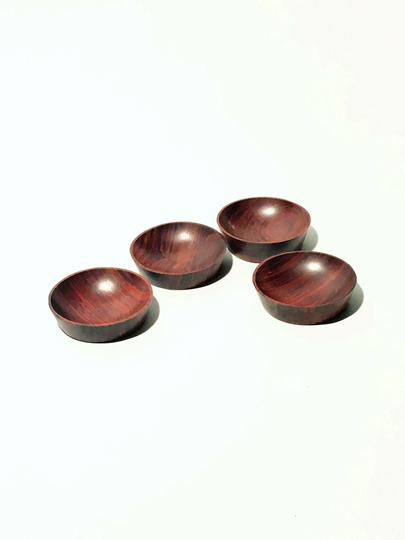 4 Vintage Rosewood 1960's Modern Open Salt Wood Turned Bowls