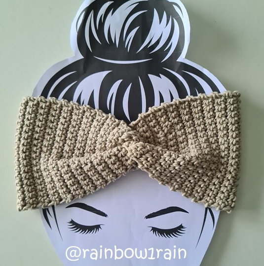 Organic Cotton Crochet Twisted Headband/Earwarmer, Yoga Wear, Headwrap, Headband, Ear-Warmer, Ladies Crochet Teen Headband